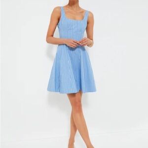 Staud Mini Wells Azure Pinstripe/NWT